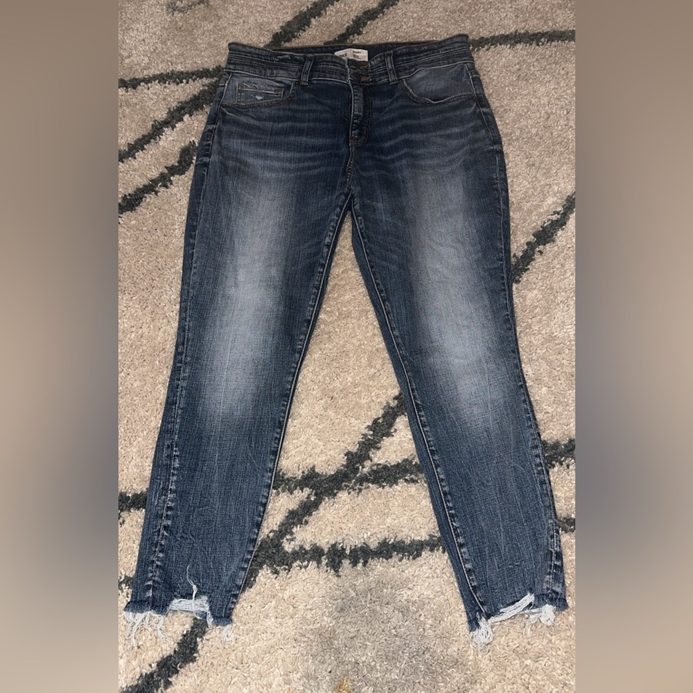 BKE High Rise Blue Jeans with Frayed Hem